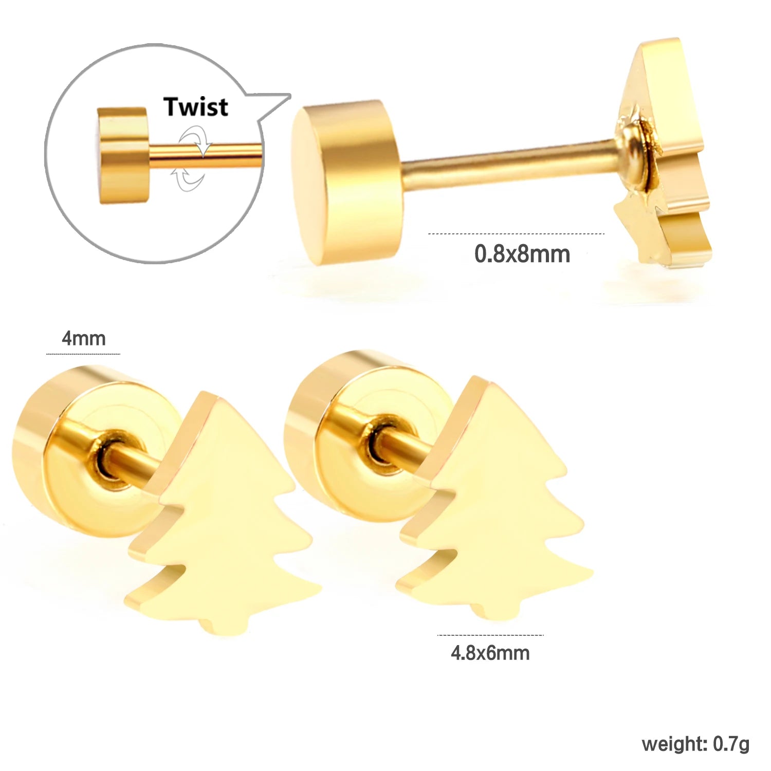 Zelta Ziemassvētku eglītes auskari – svētku mirdzums ikvienam